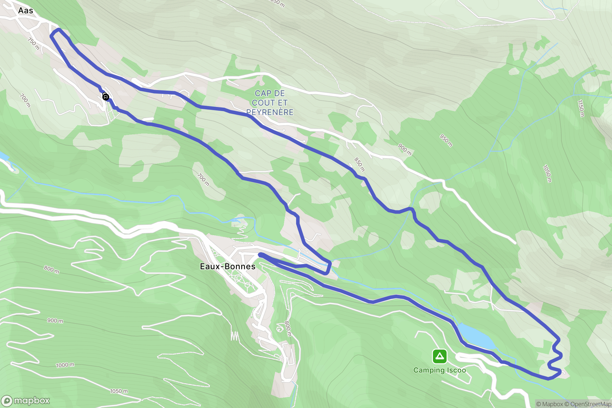 Eaux-Bonnes : carte du parcours de randonnée - France