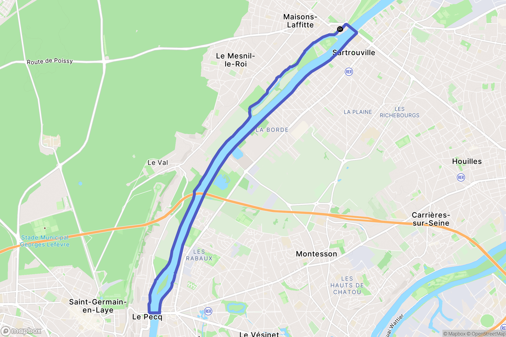 Maisons-Laffitte : carte du parcours de randonnée - France