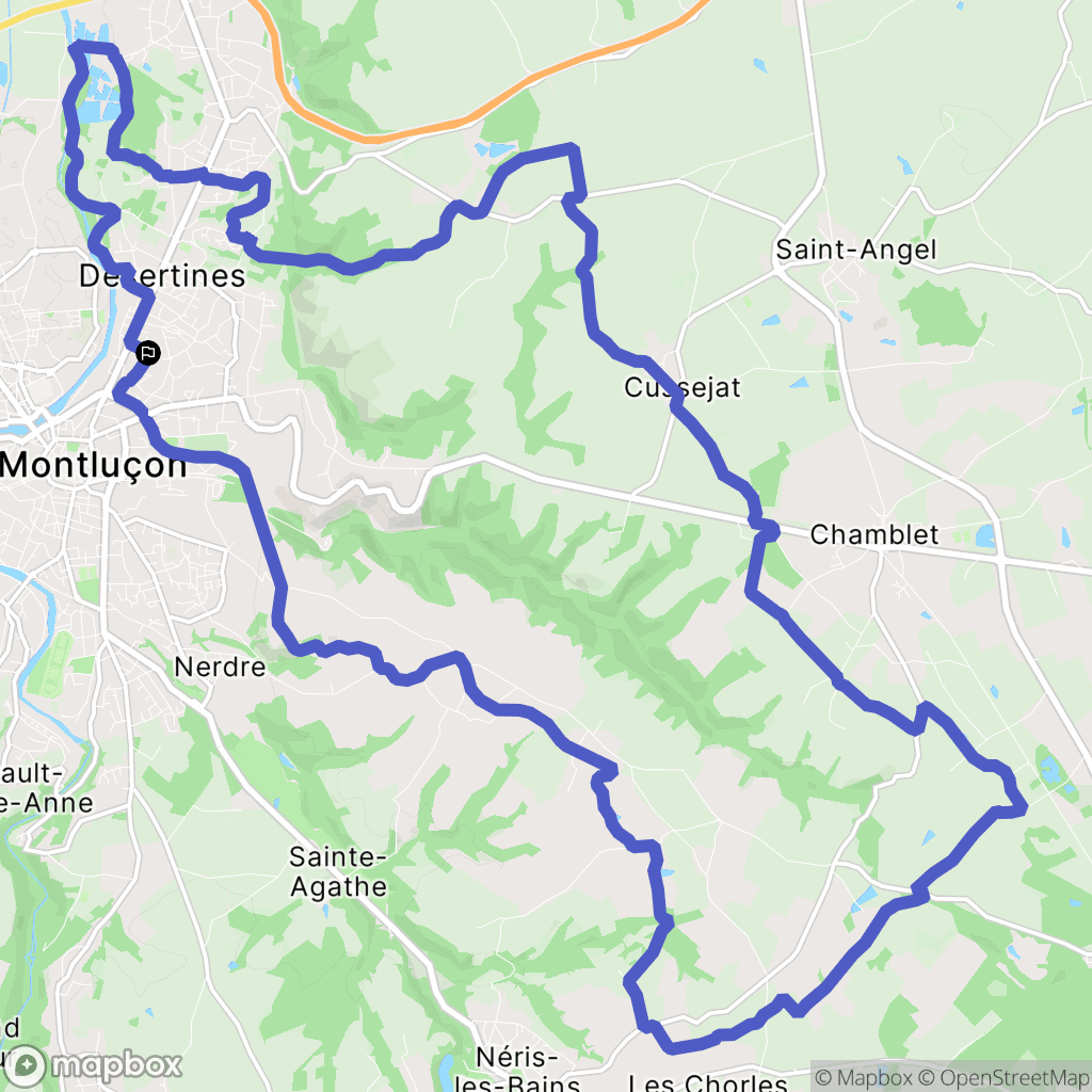 Montluçon : carte du parcours de randonnée - France
