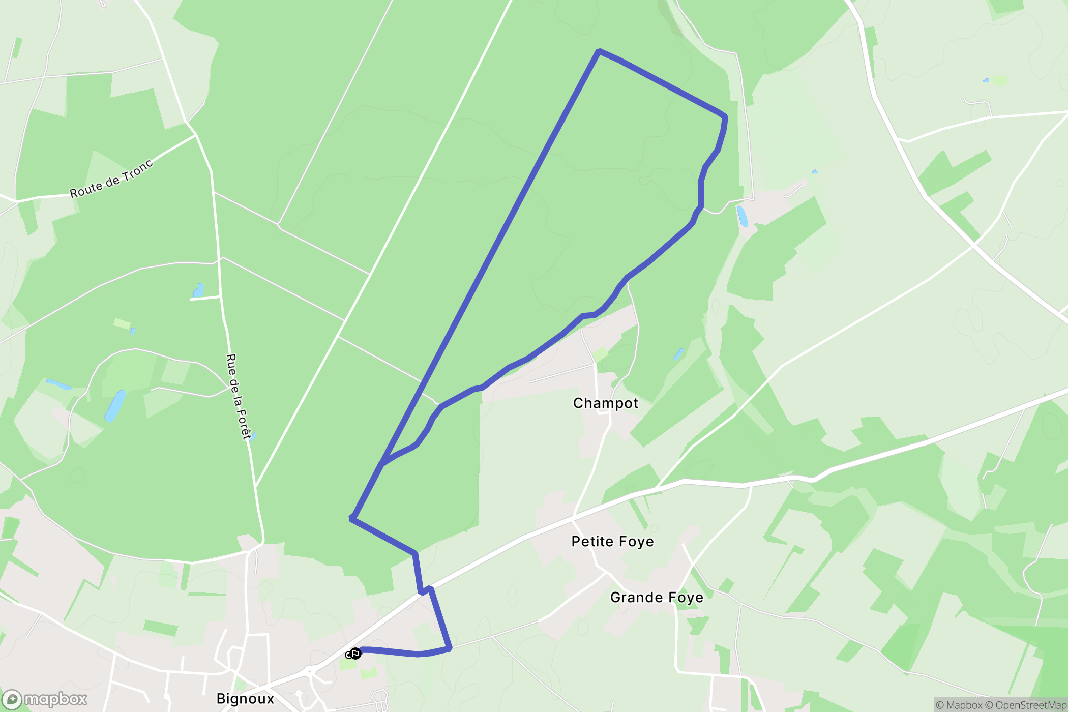 Bignoux : carte du parcours de randonnée - France