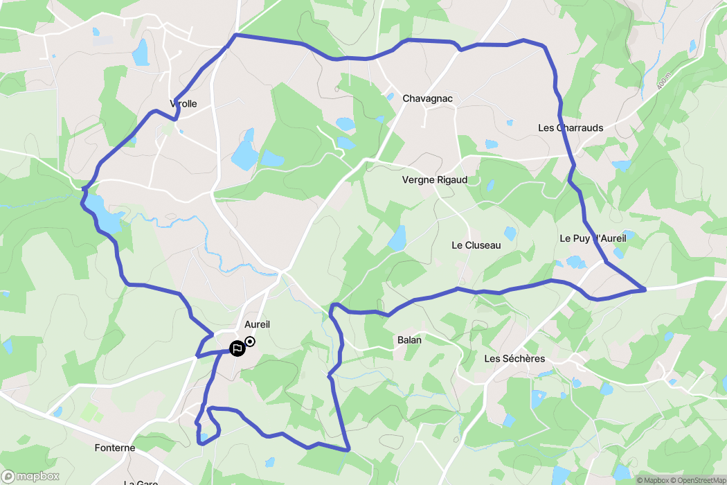 Aureil : carte du parcours de randonnée - France