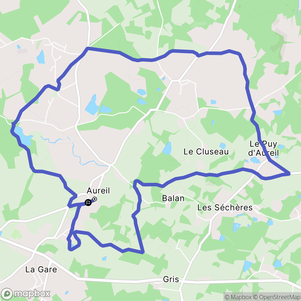 Aureil : carte du parcours de randonnée - France
