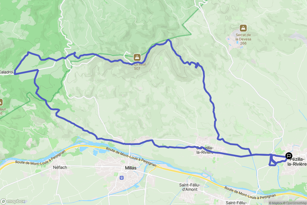 Pézilla-la-Rivière : carte du parcours de randonnée - France