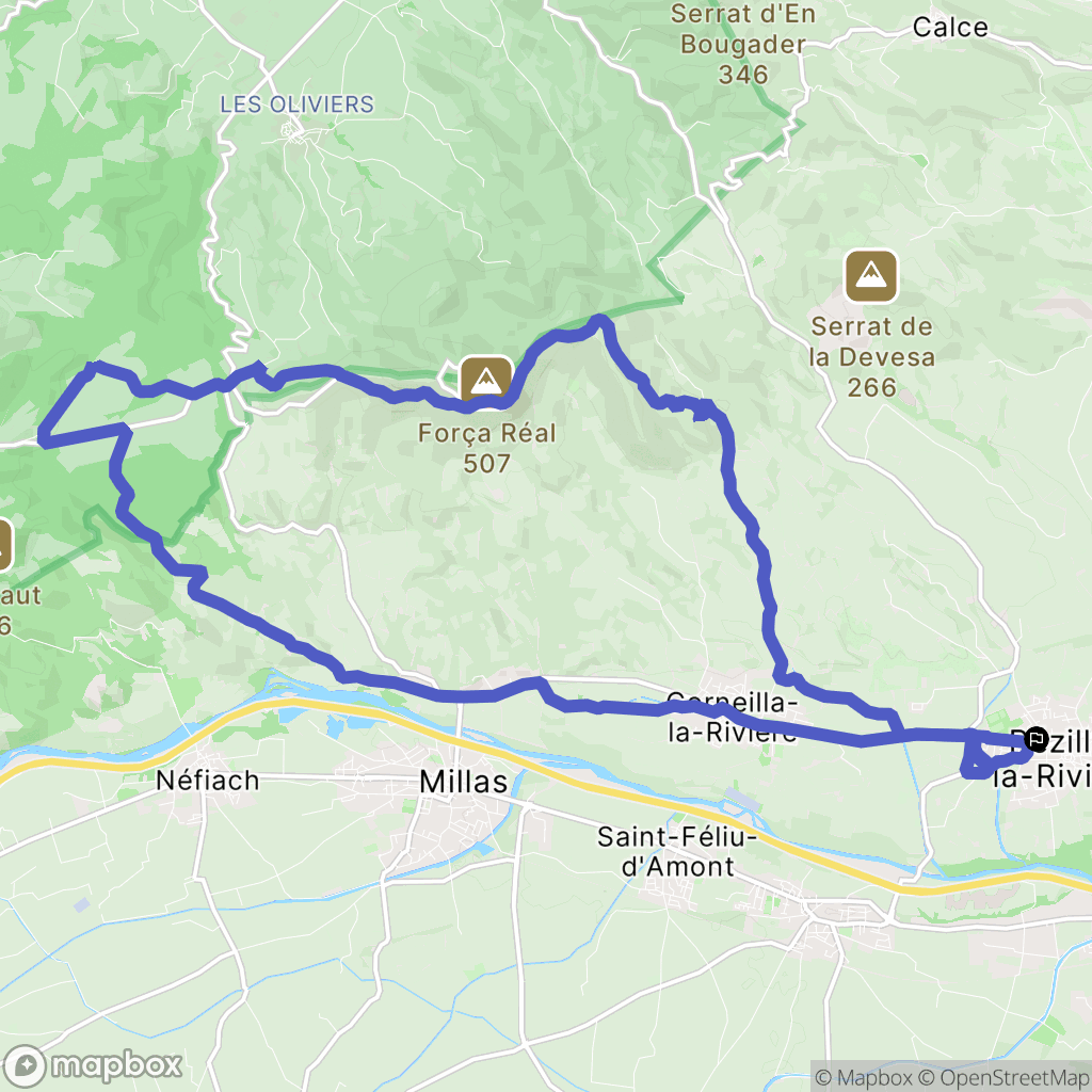 Pézilla-la-Rivière : carte du parcours de randonnée - France