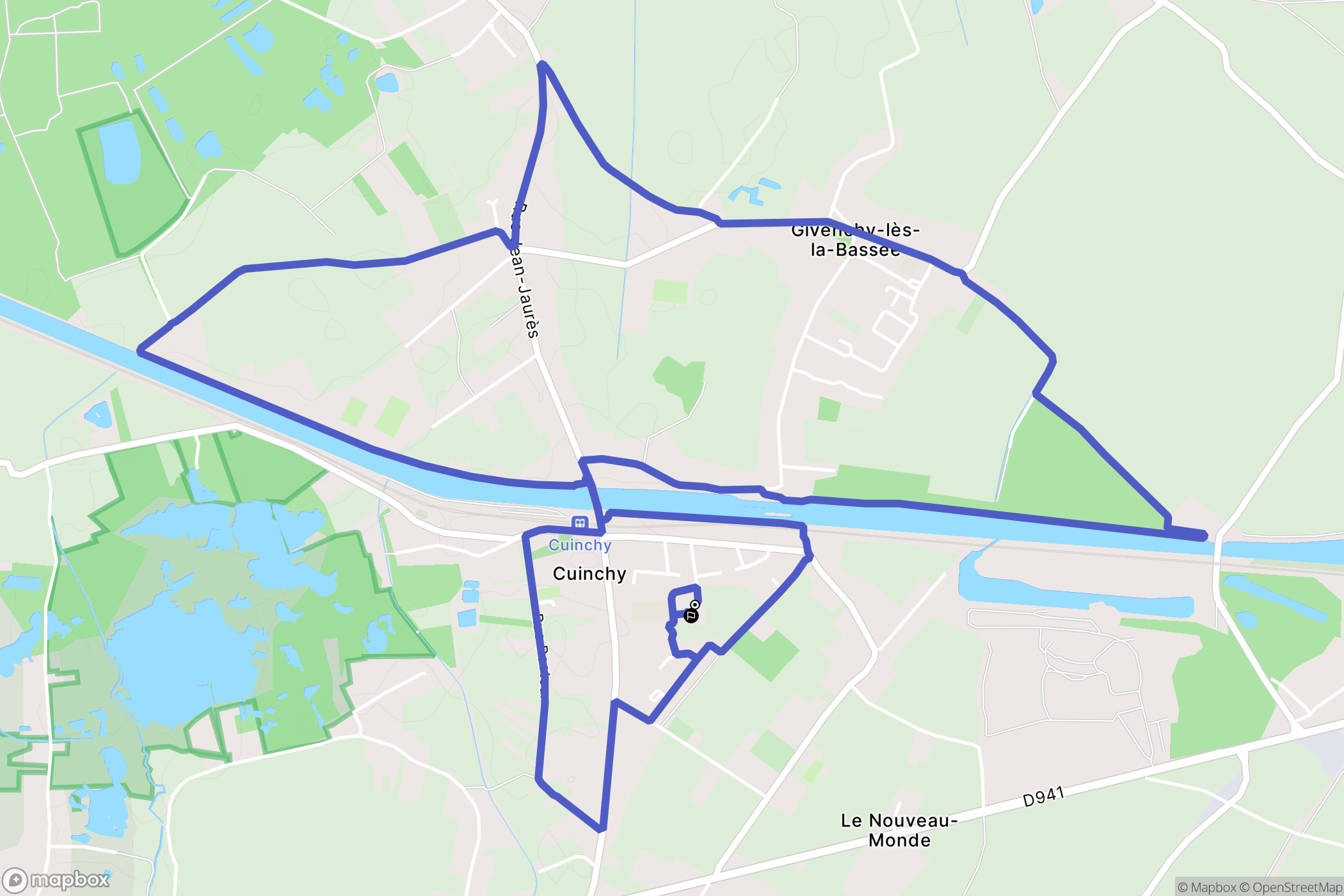 Cuinchy : carte du parcours de randonnée - France