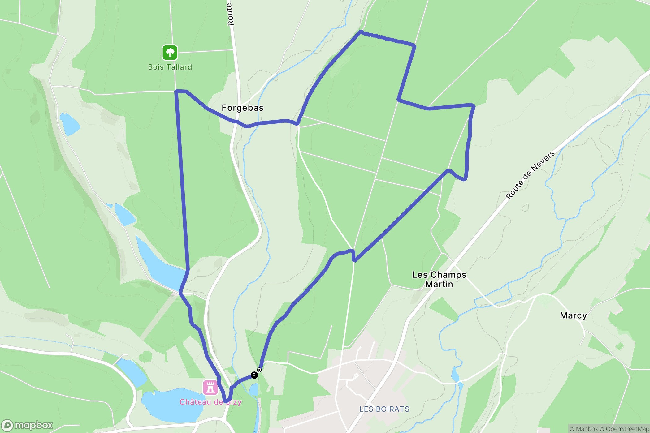 Parigny-les-Vaux : carte du parcours de randonnée - France