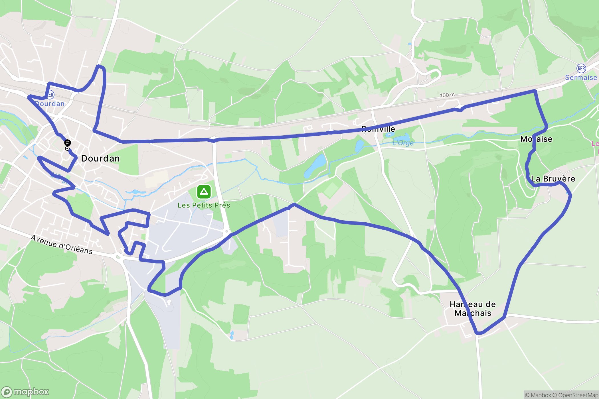 Dourdan : carte du parcours de randonnée - France