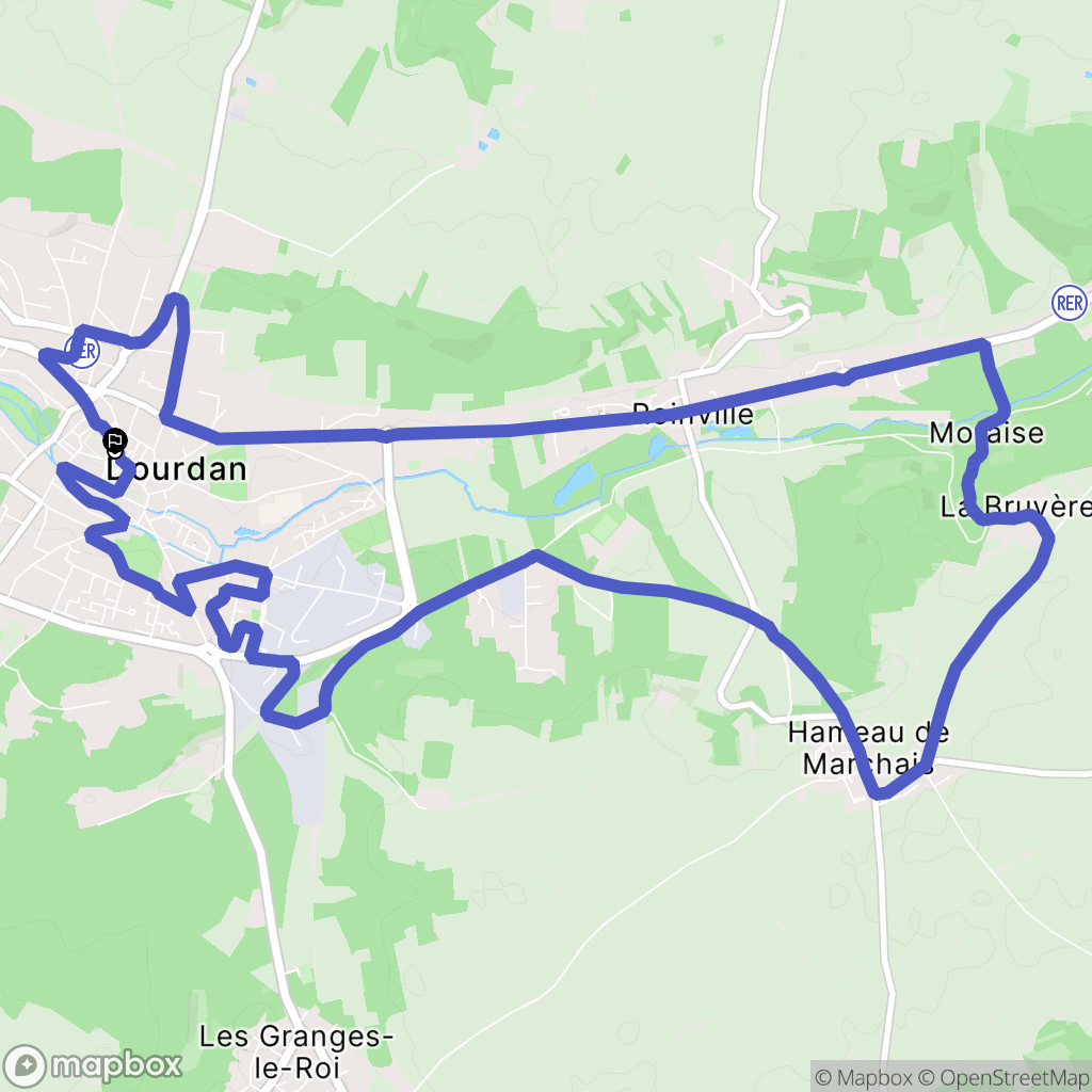 Dourdan : carte du parcours de randonnée - France
