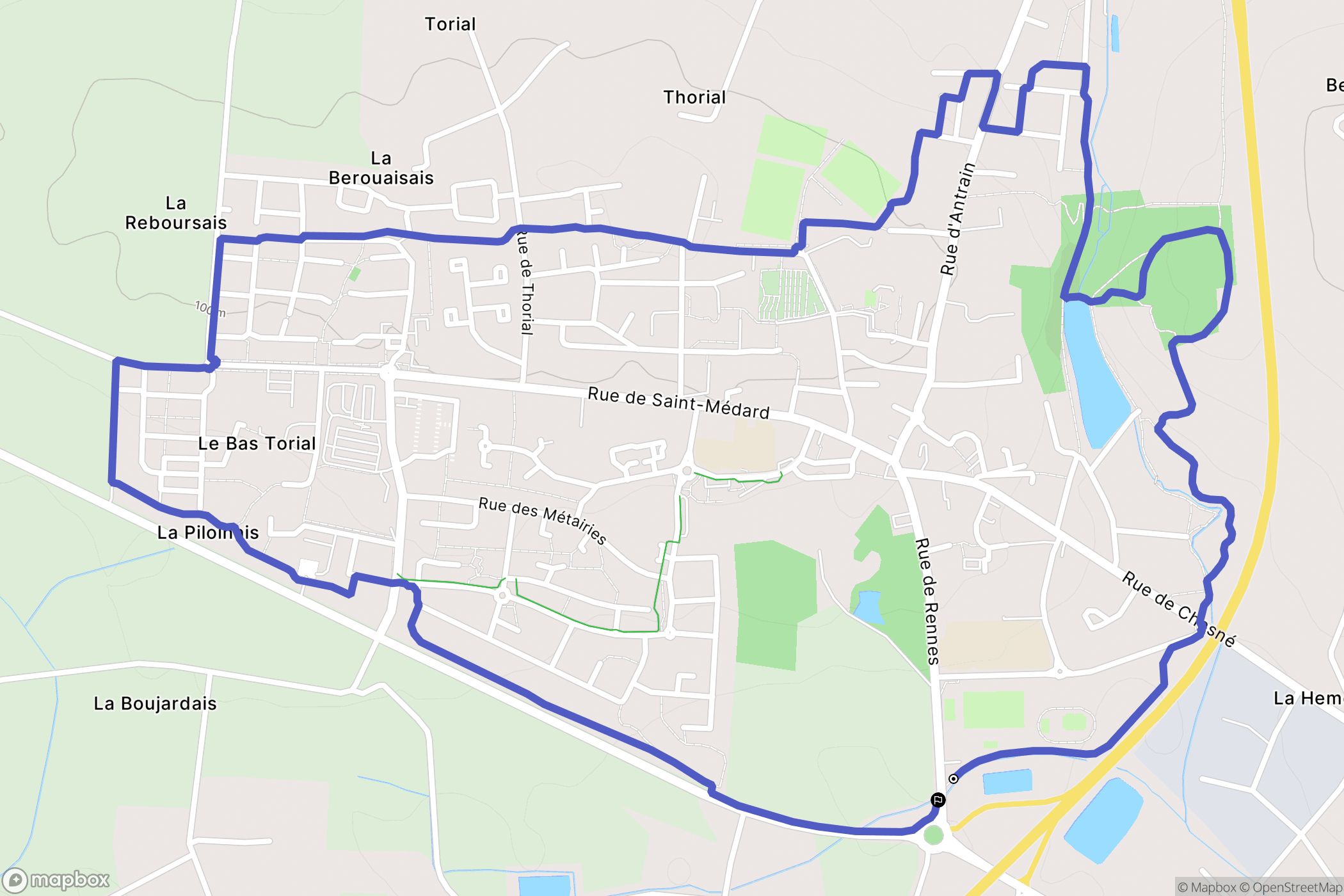 Saint-Aubin-d'Aubigné : carte du parcours de randonnée - France