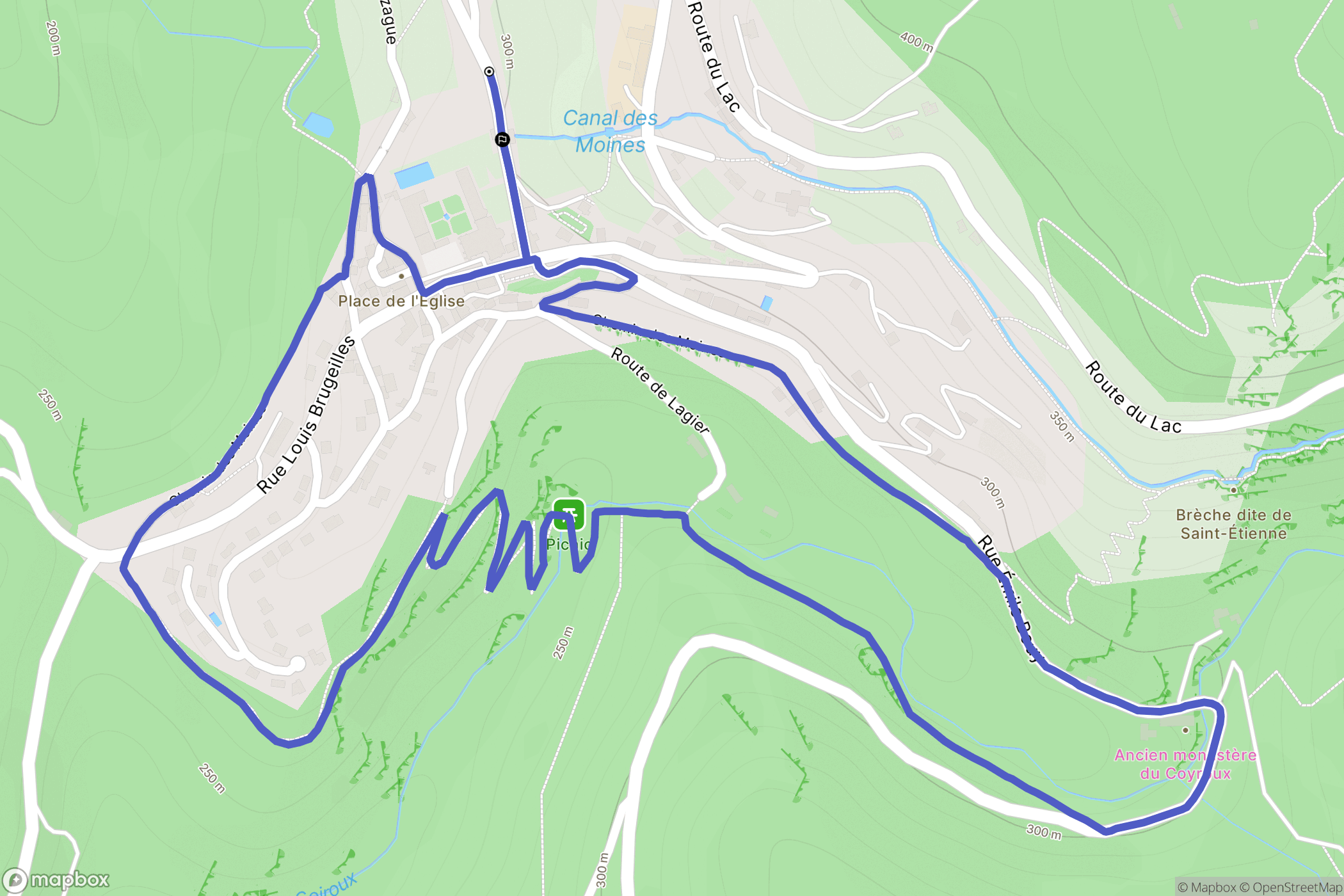 Aubazines : carte du parcours de randonnée - France