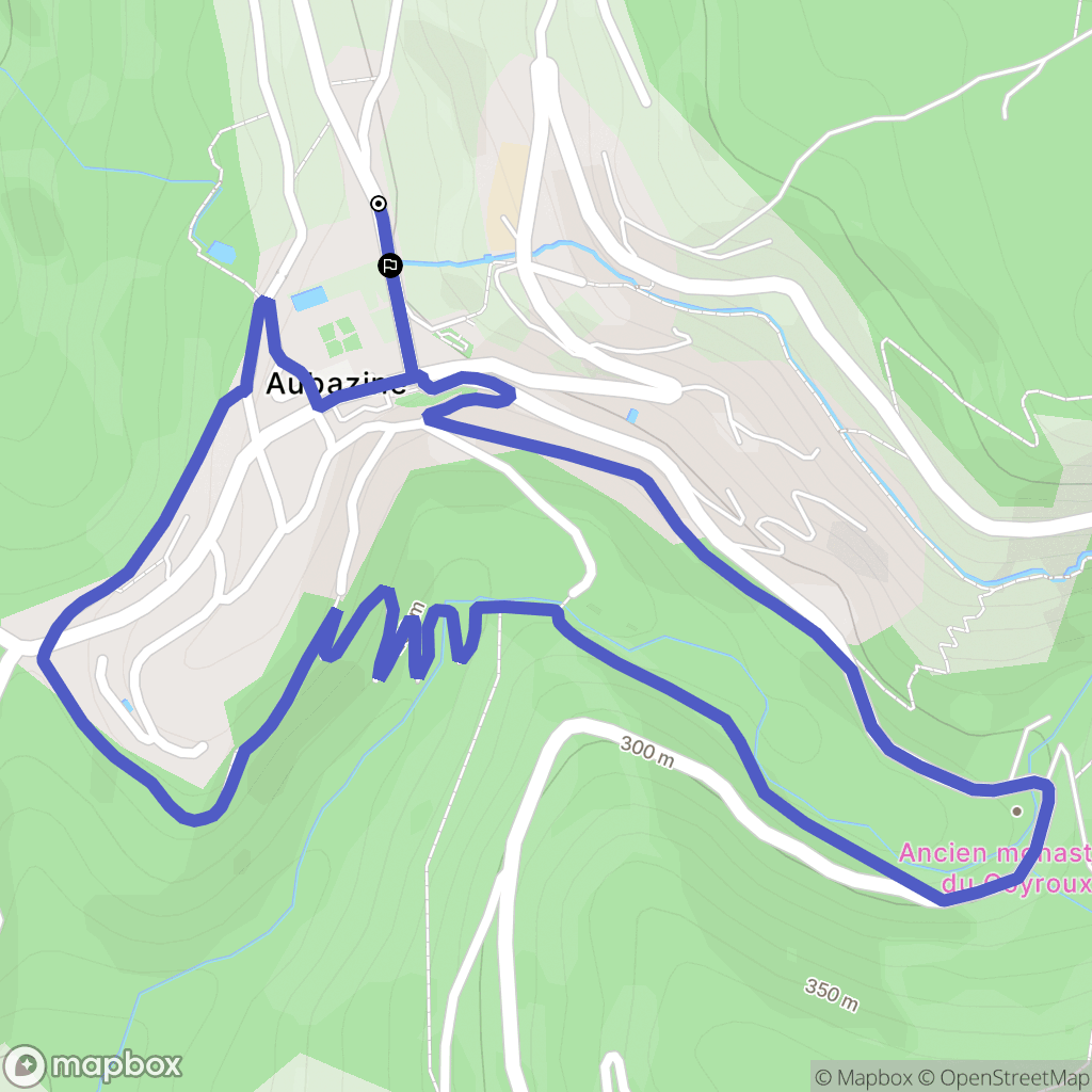 Aubazines : carte du parcours de randonnée - France