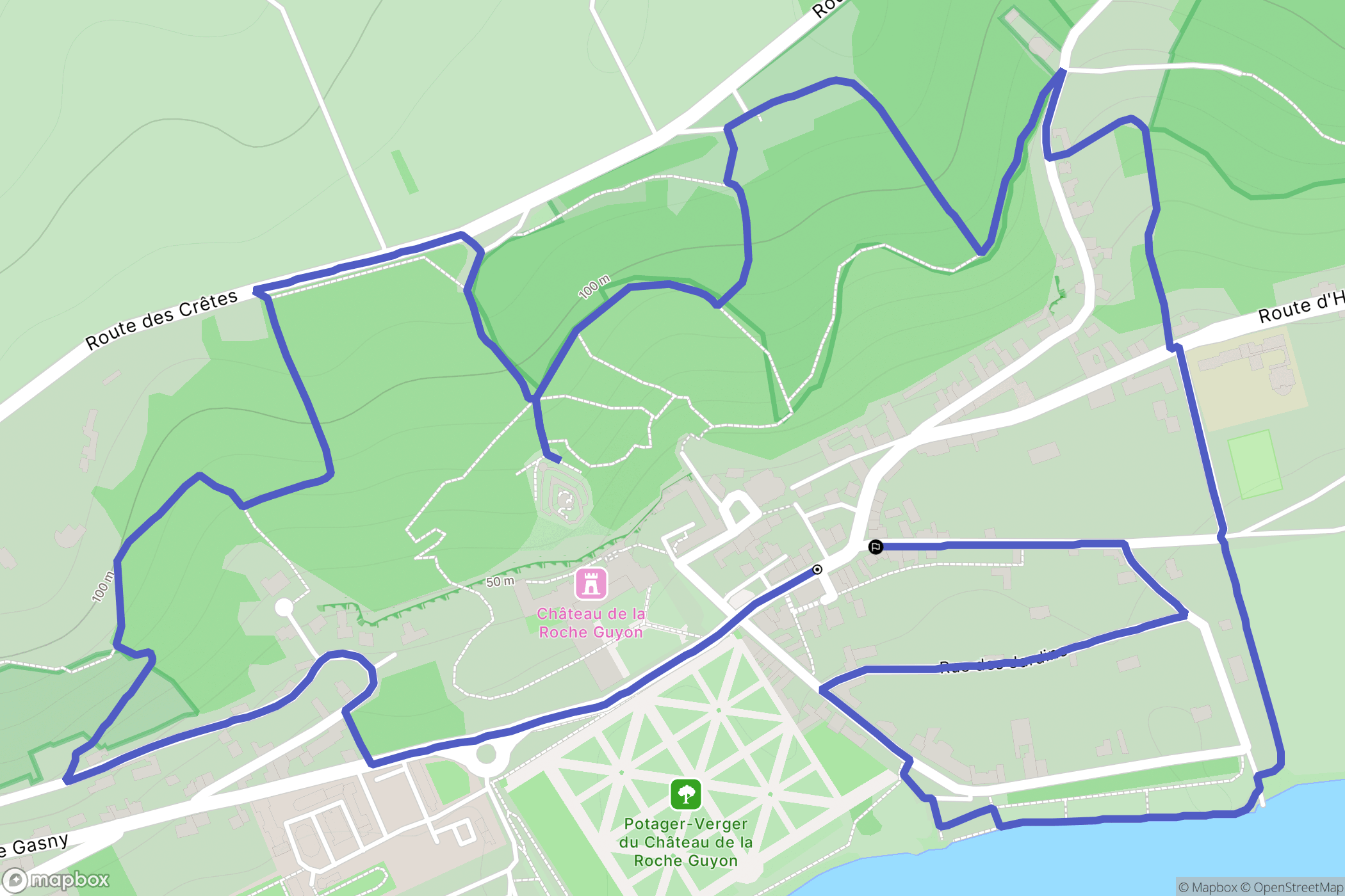 La Roche-Guyon : carte du parcours de randonnée - France