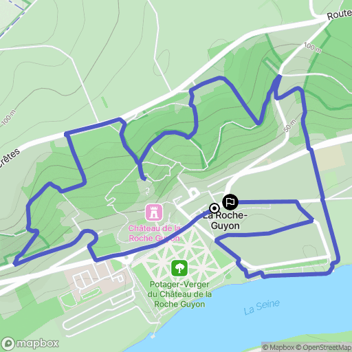 La Roche-Guyon : carte du parcours de randonnée - France