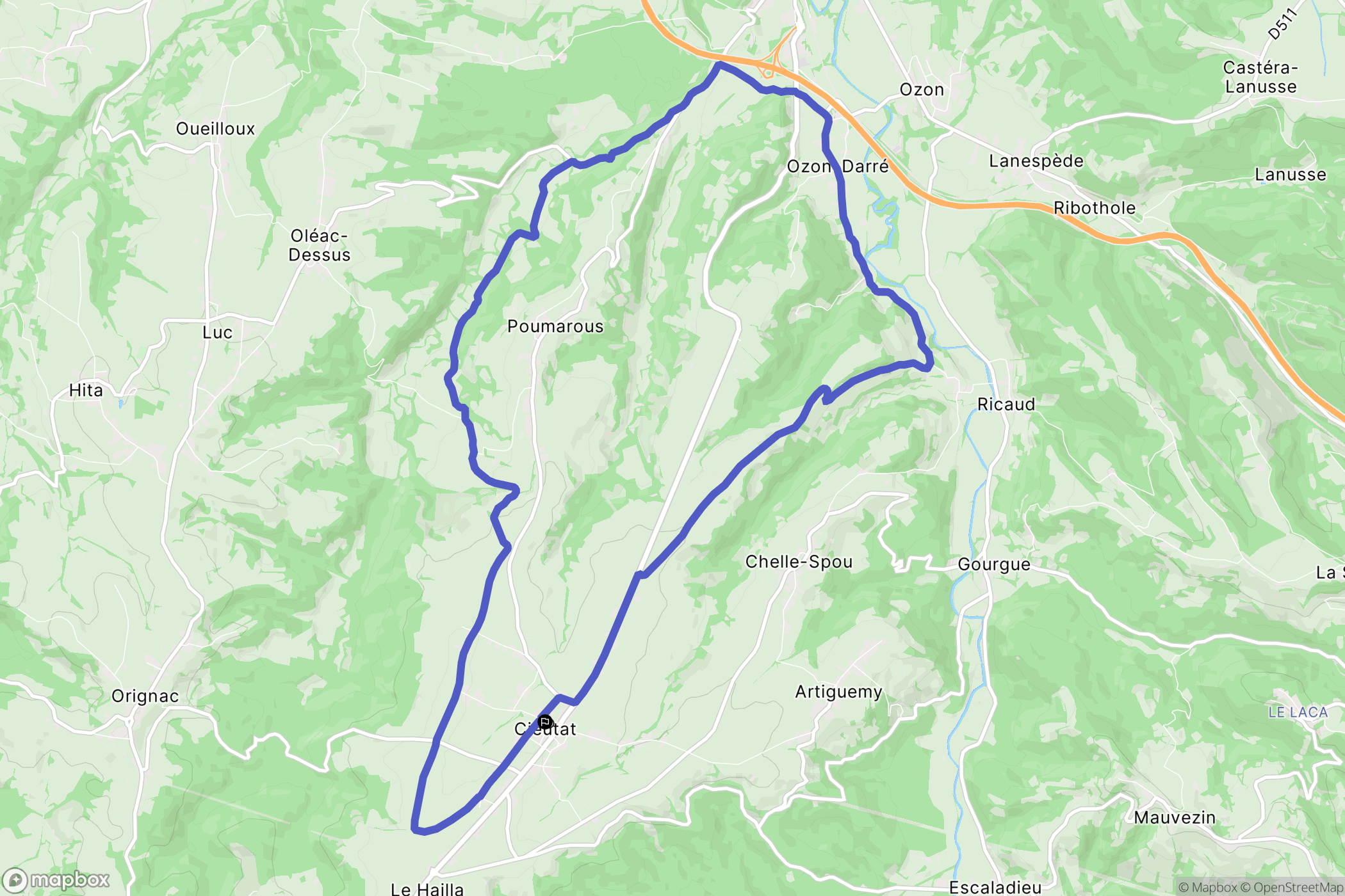 Cieutat : carte du parcours de randonnée - France