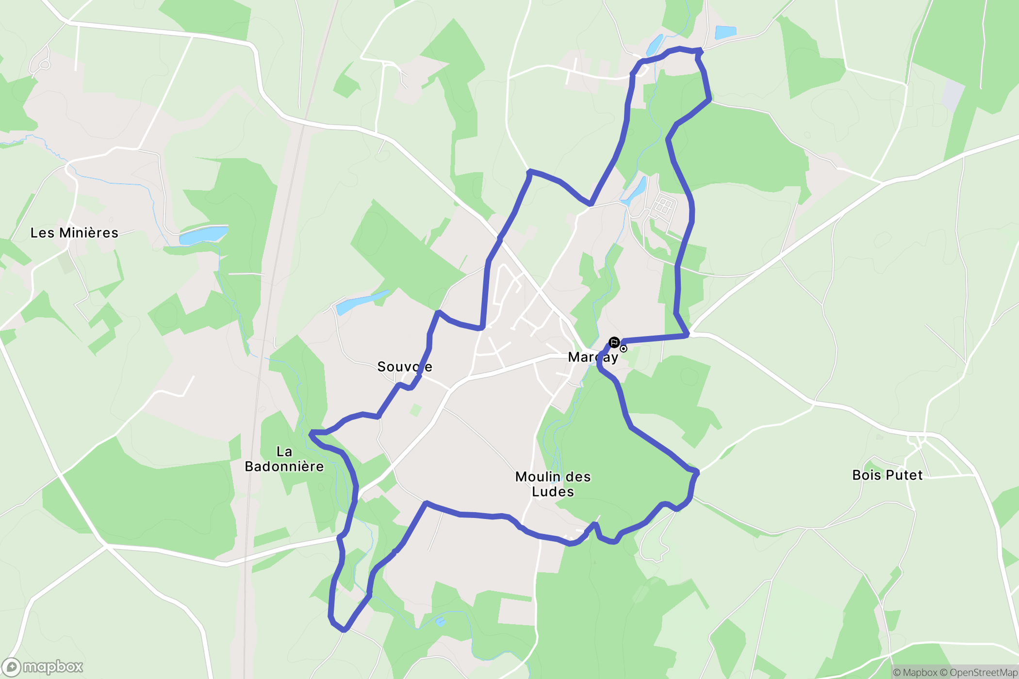 Marçay : carte du parcours de randonnée - France