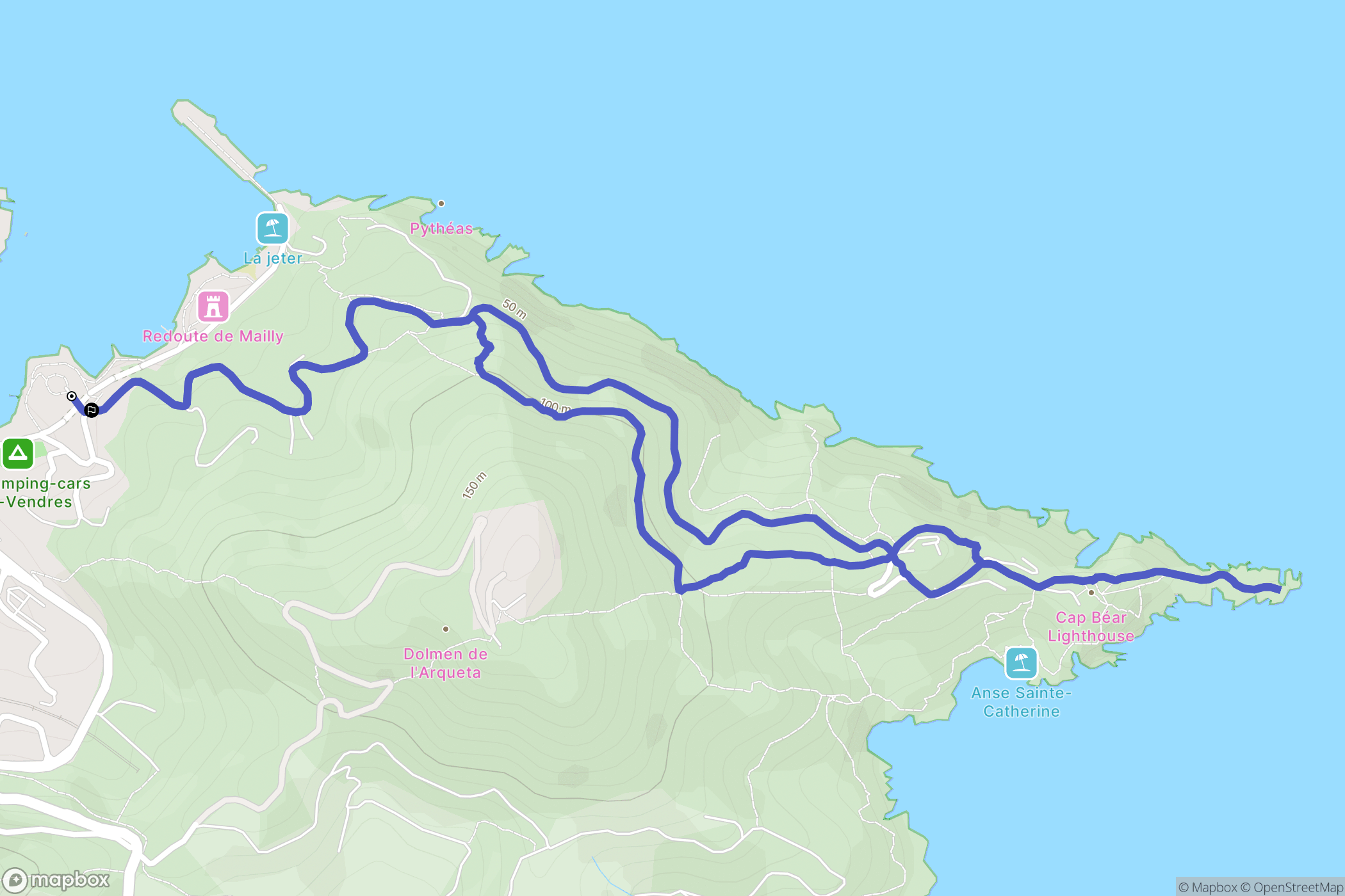 Port-Vendres : carte du parcours de randonnée - France