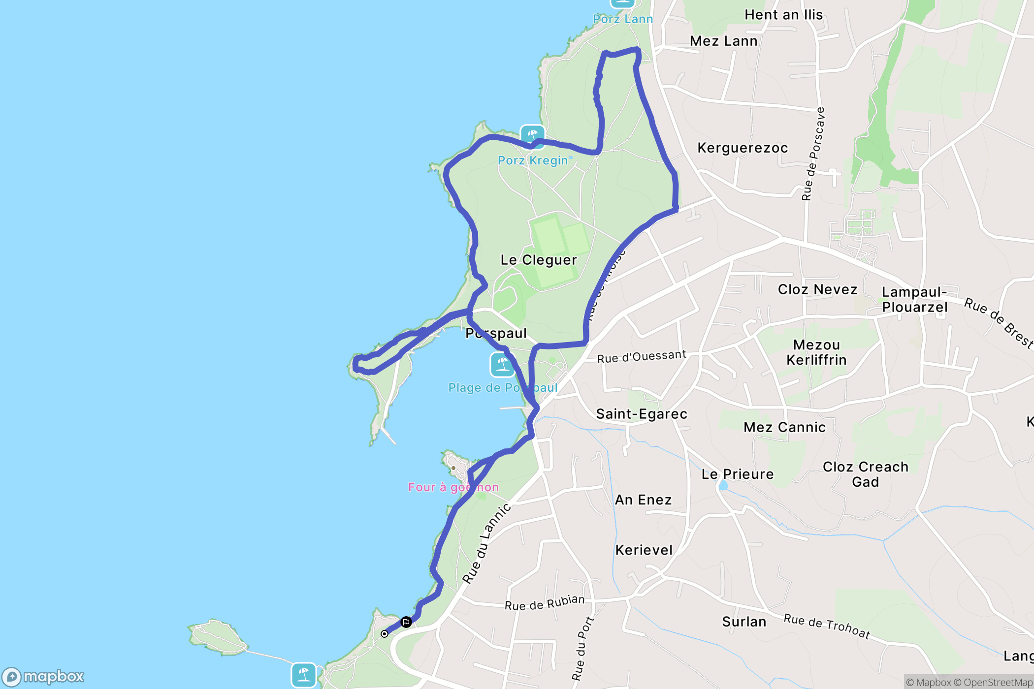 Plouarzel : carte du parcours de randonnée - France