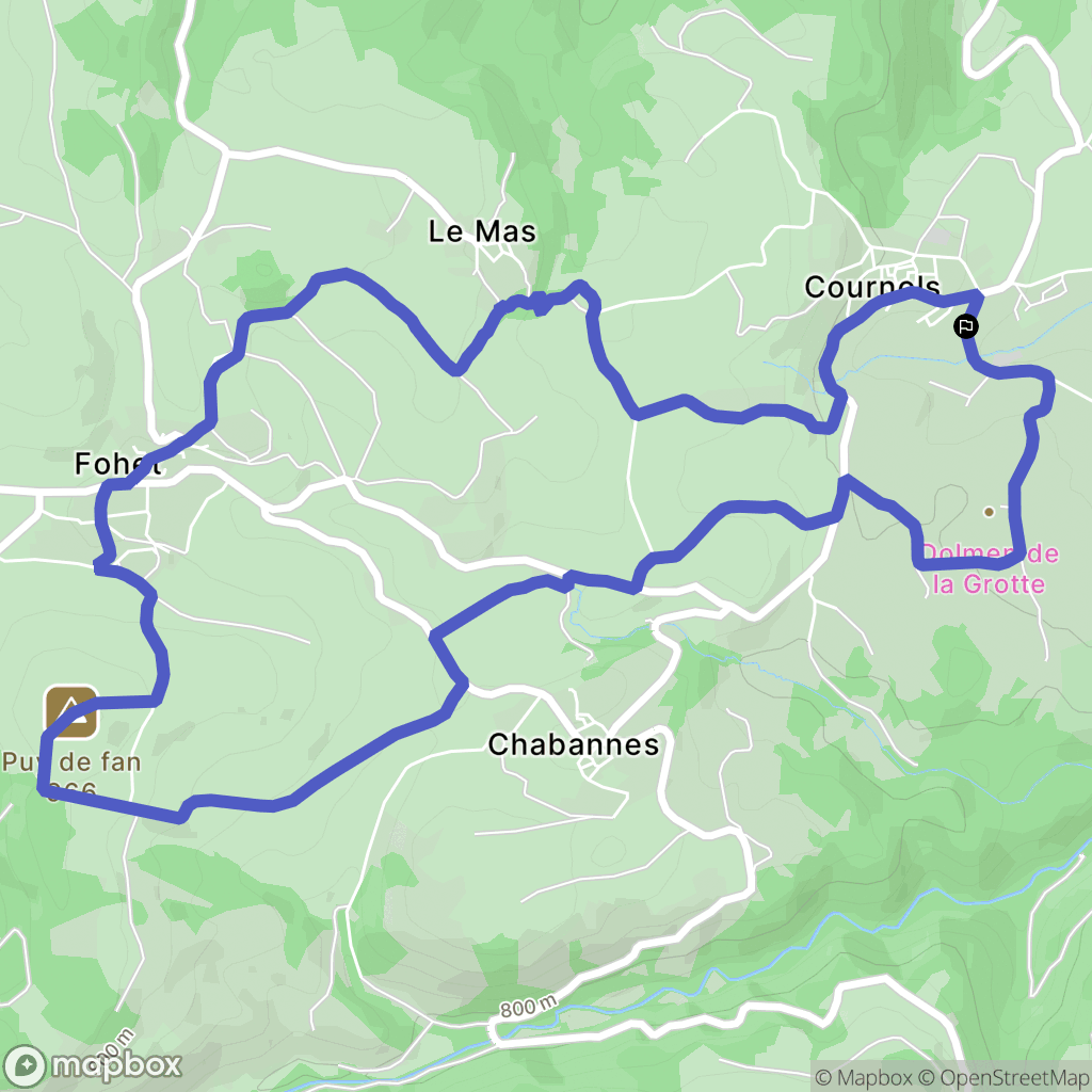 Cournols : carte du parcours de randonnée - France