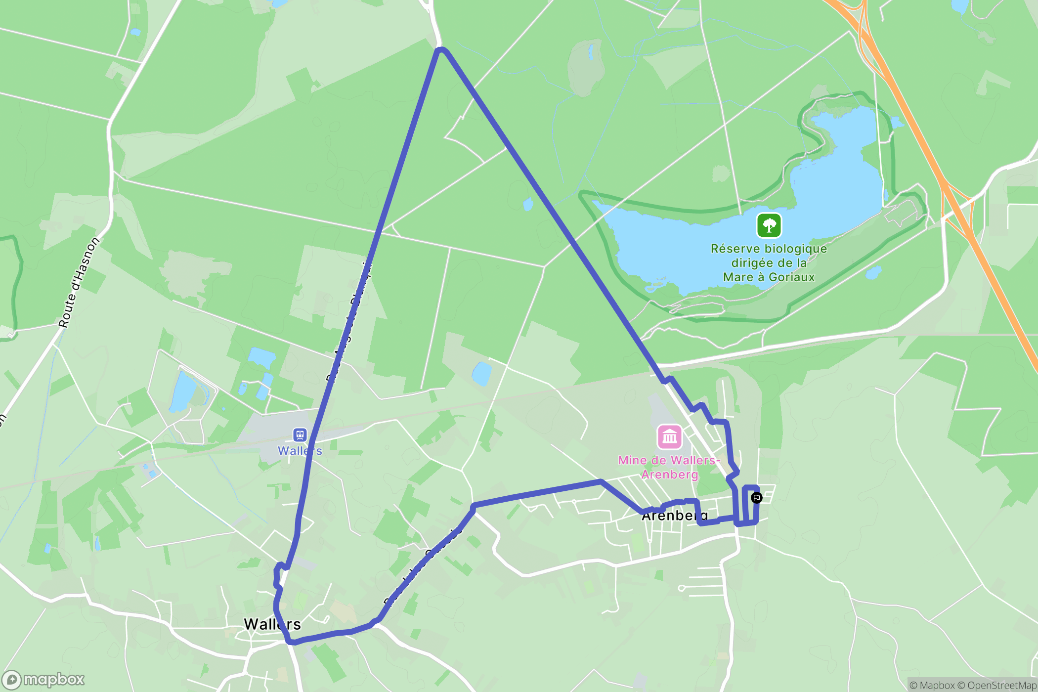 Raismes : carte du parcours de randonnée - France