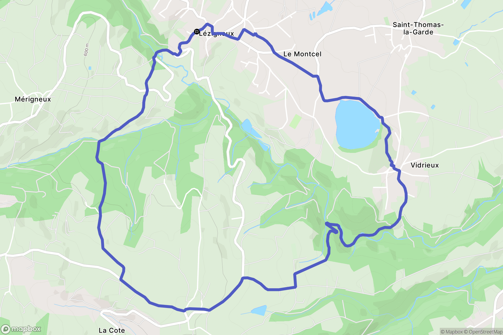 Lézigneux : carte du parcours de randonnée - France
