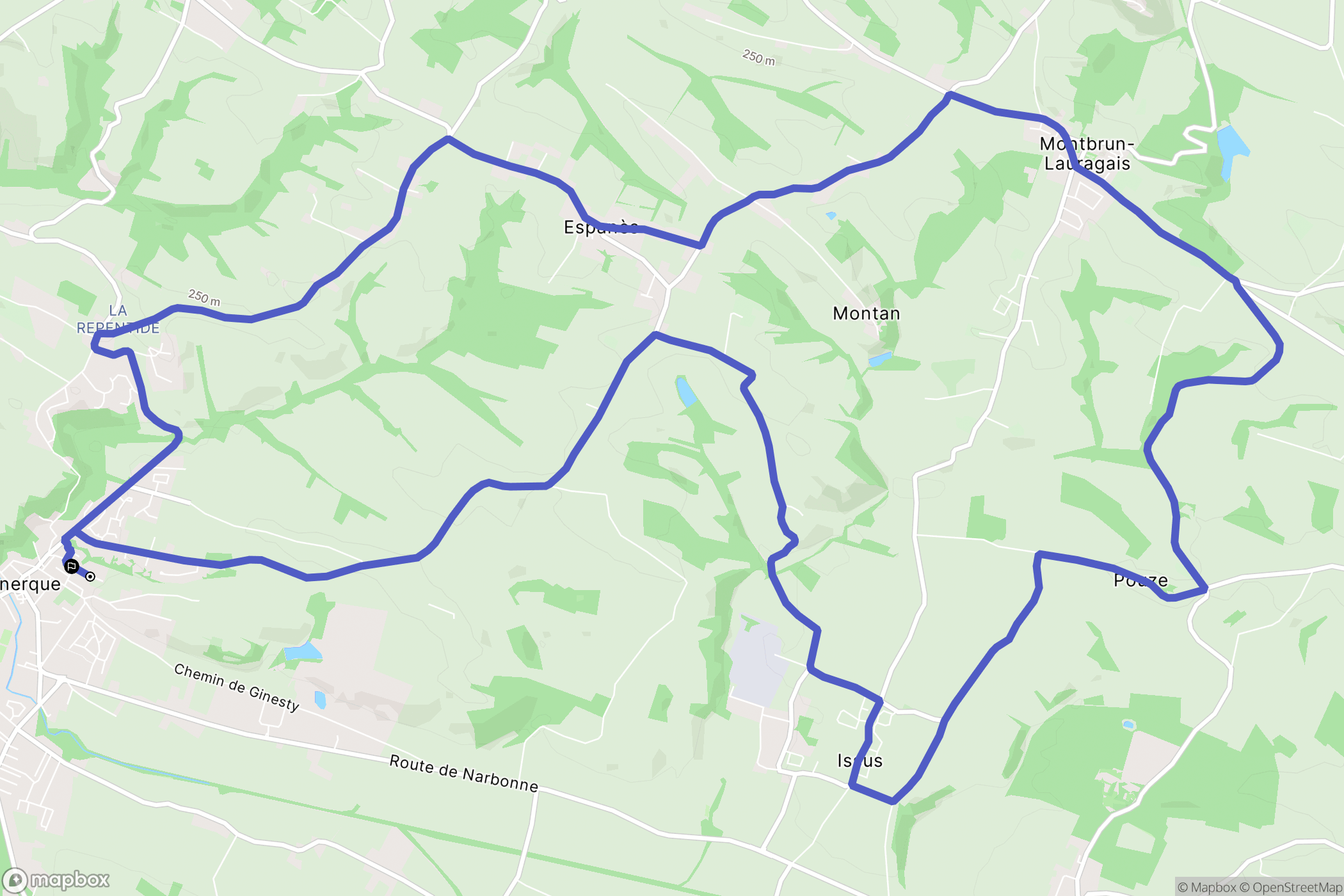 Venerque : carte du parcours de randonnée - France