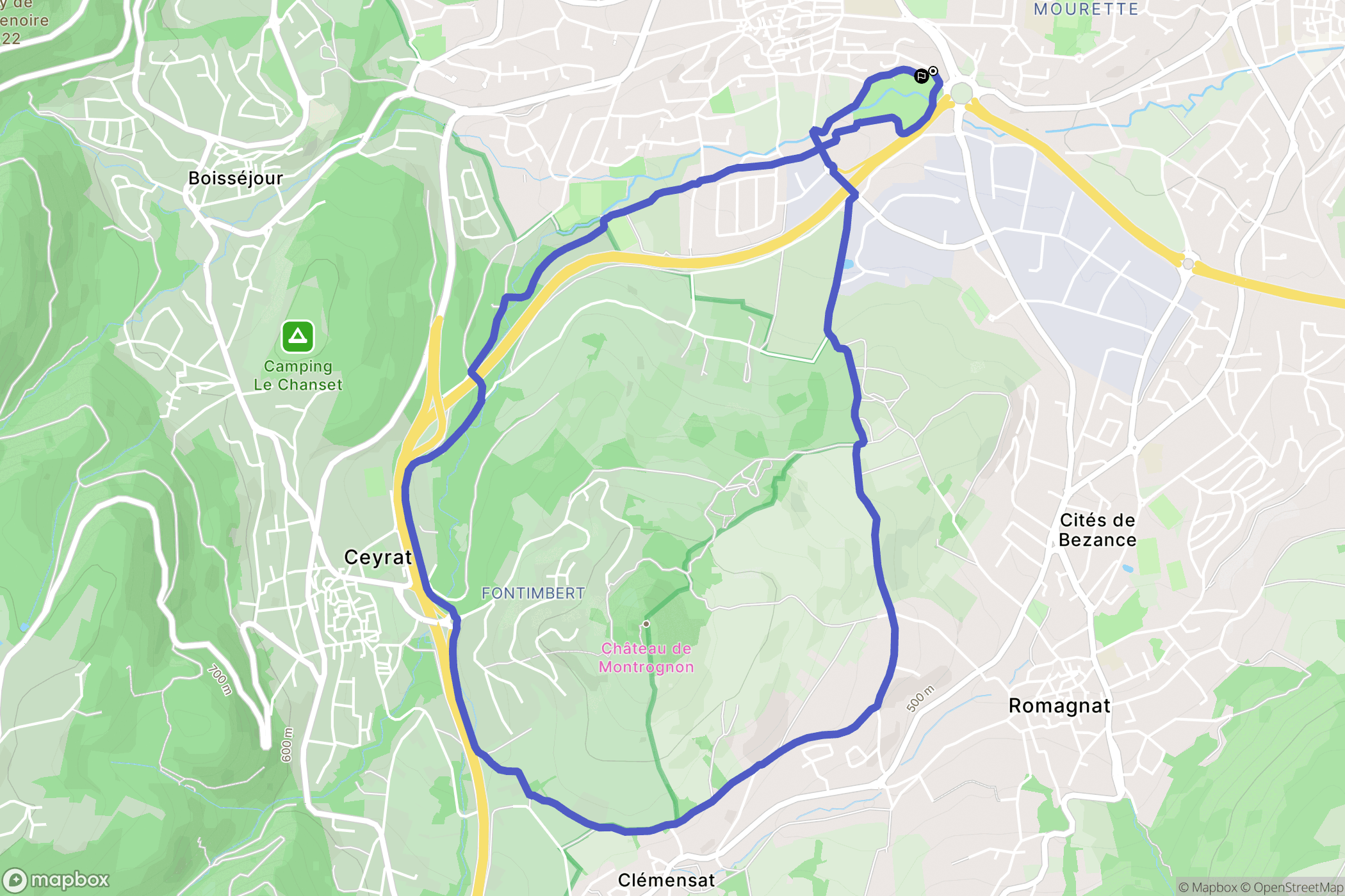 Beaumont : carte du parcours de randonnée - France