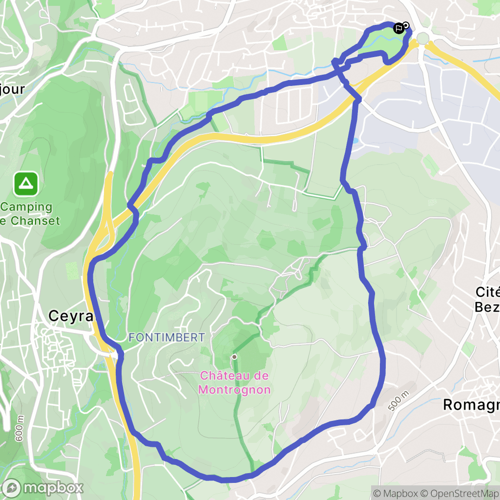 Beaumont : carte du parcours de randonnée - France