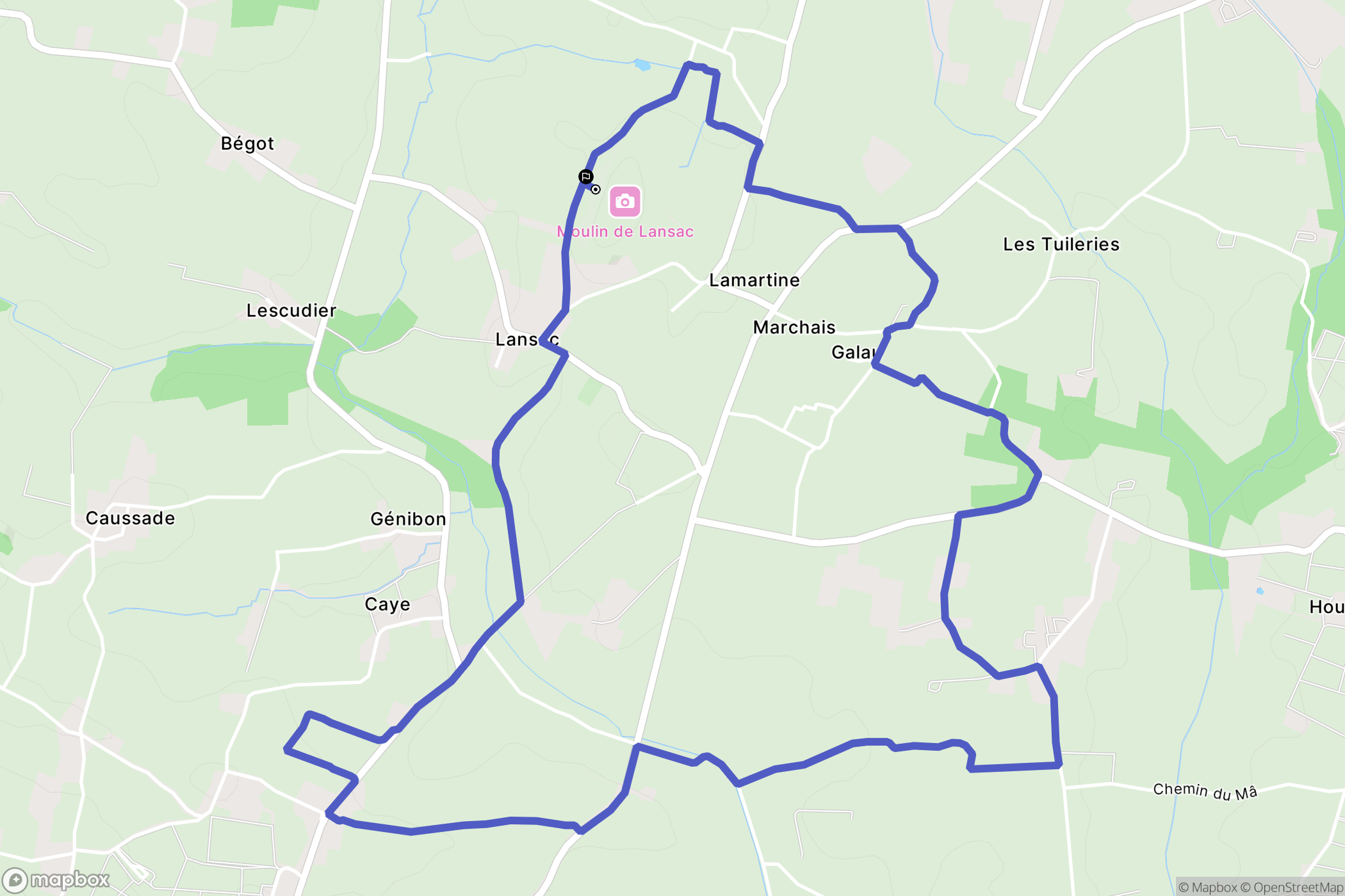 Lansac : carte du parcours de randonnée - France
