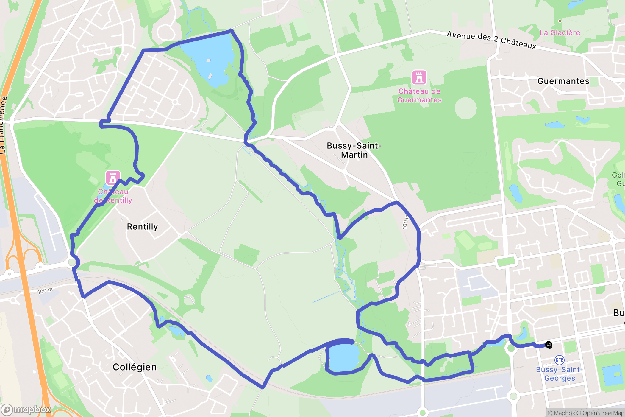 Bussy-Saint-Georges : carte du parcours de randonnée - France