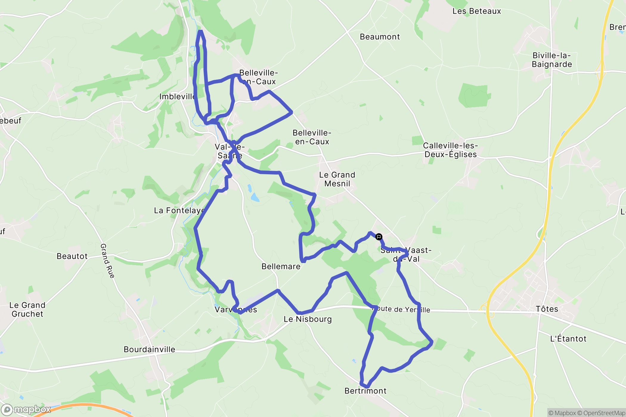 Saint-Vaast-du-Val : carte du parcours de randonnée - France