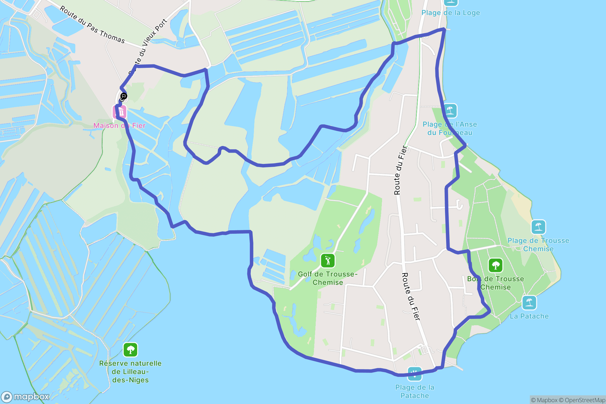 Les Portes-en-Ré : carte du parcours de randonnée - France