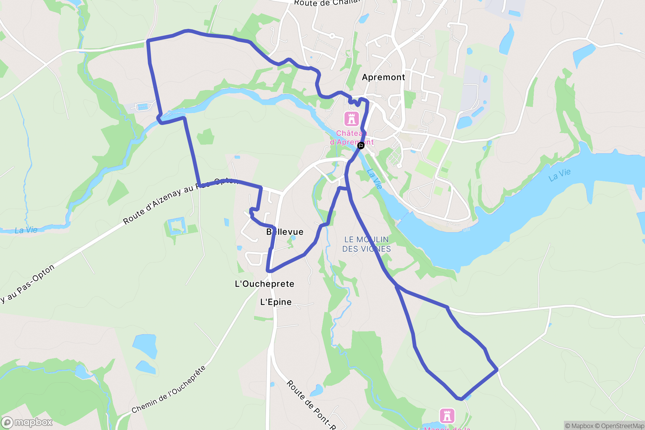 Apremont : carte du parcours de randonnée - France