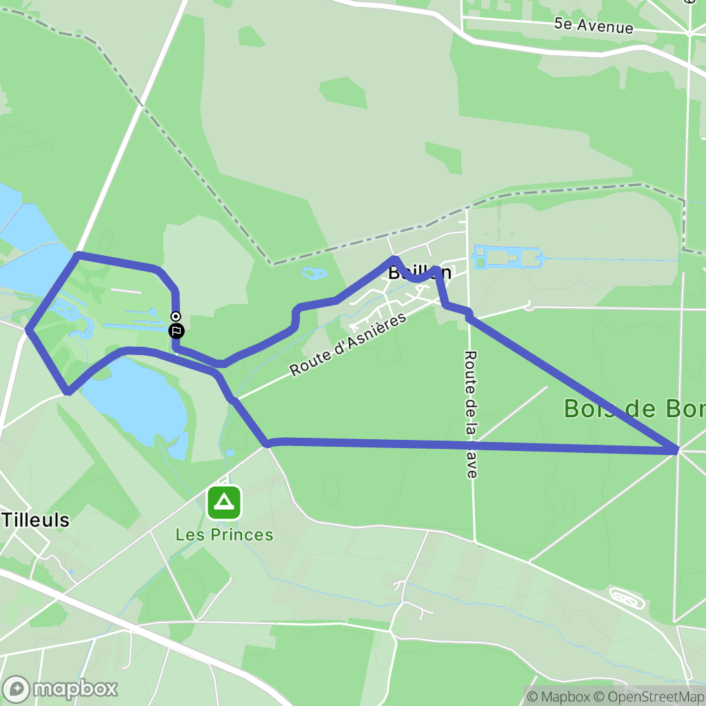 Asnières-sur-Oise : carte du parcours de randonnée - France