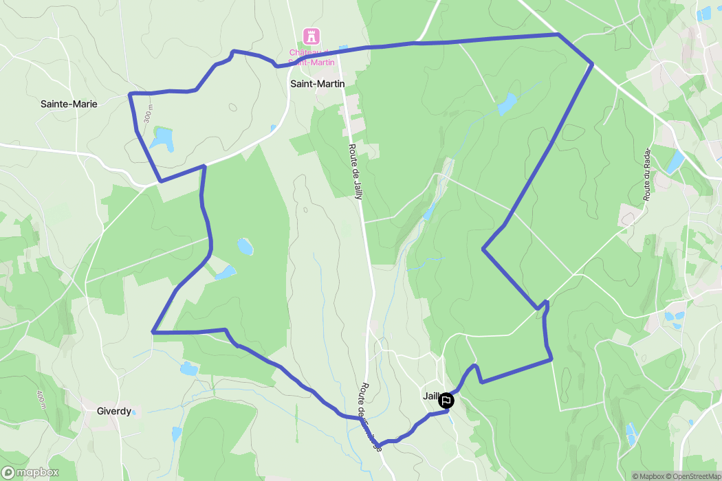 Jailly : carte du parcours de randonnée - France