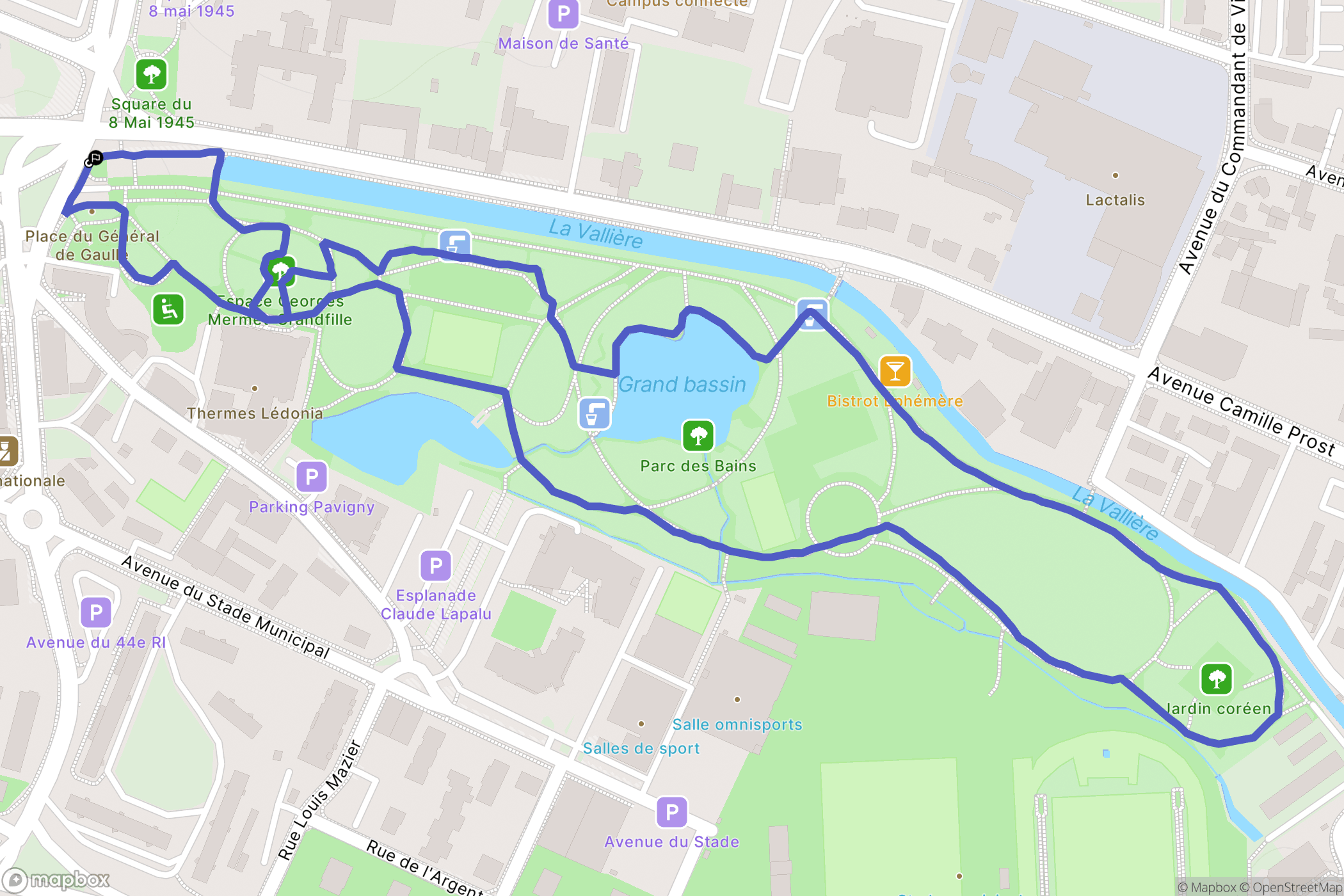Lons-le-Saunier : carte du parcours de randonnée - France