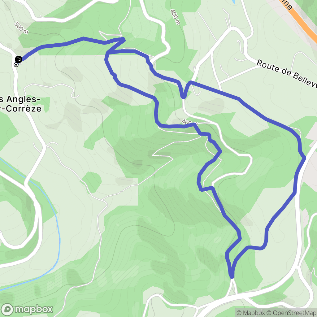 Les Angles-sur-Corrèze : carte du parcours de randonnée - France