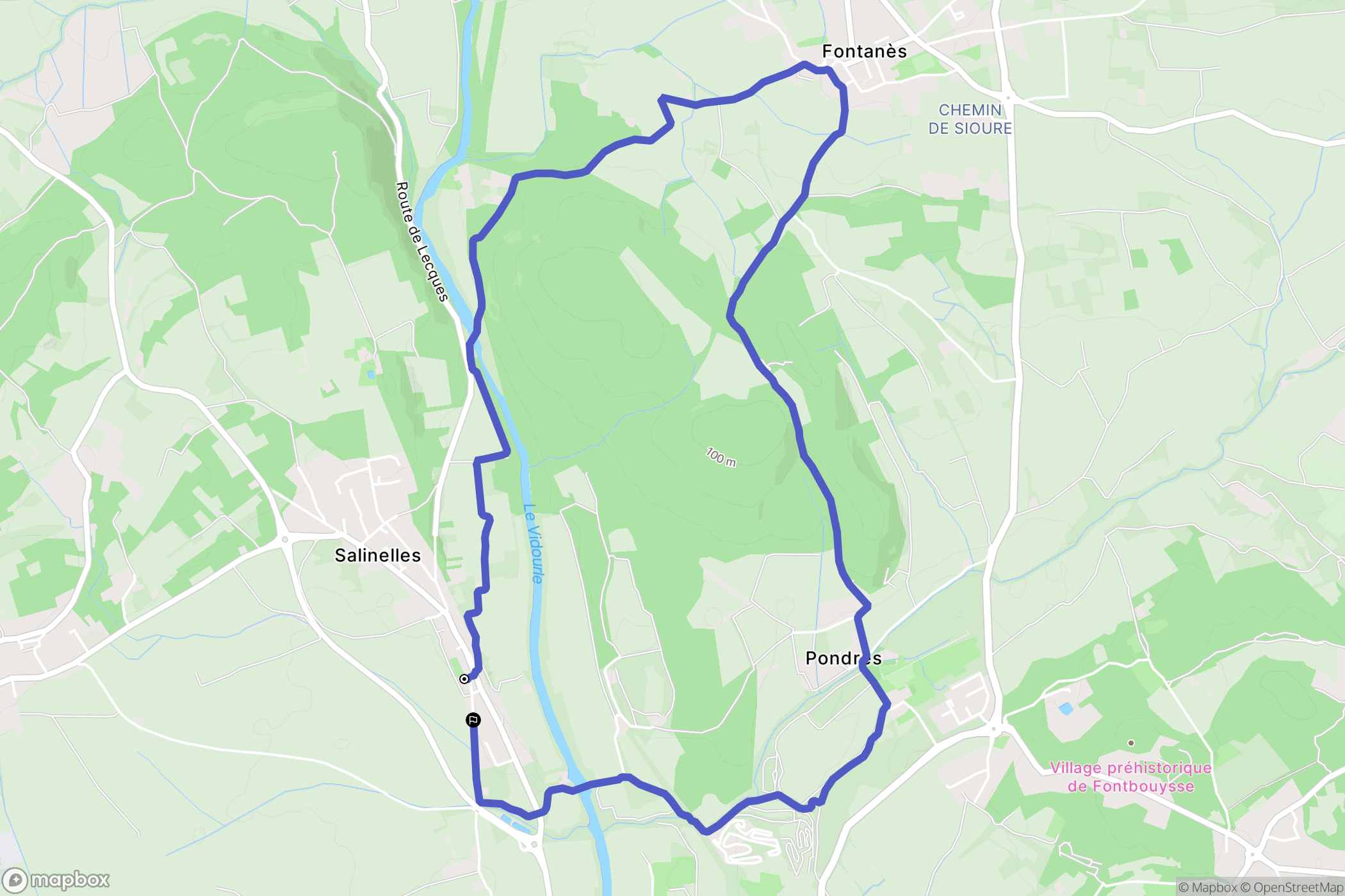 Salinelles : carte du parcours de randonnée - France