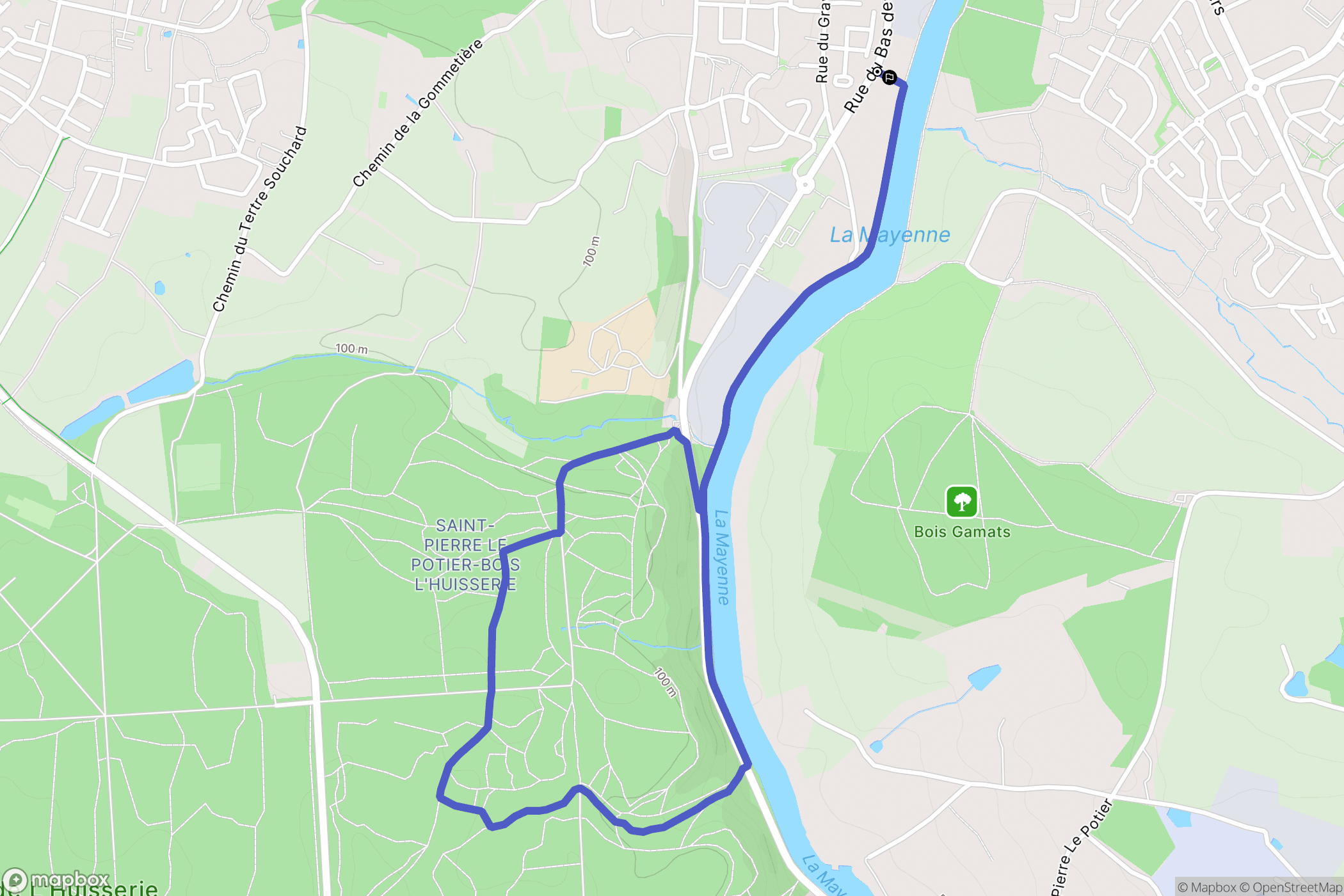 Laval : carte du parcours de randonnée - France