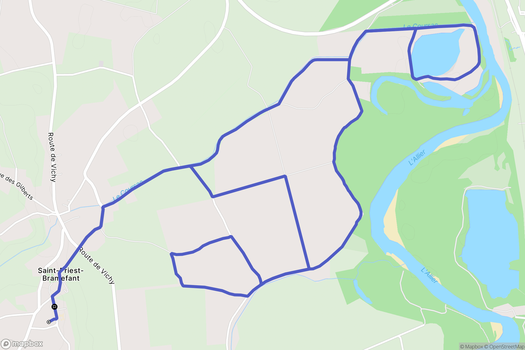 Saint-Priest-Bramefant : carte du parcours de randonnée - France