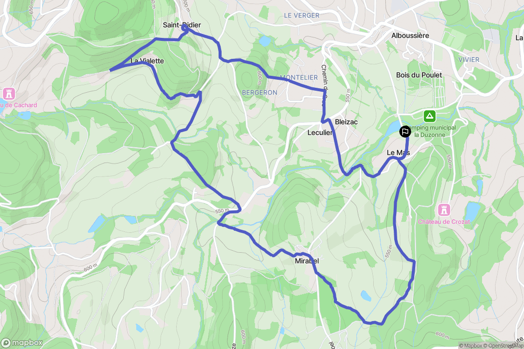 Alboussière : carte du parcours de randonnée - France