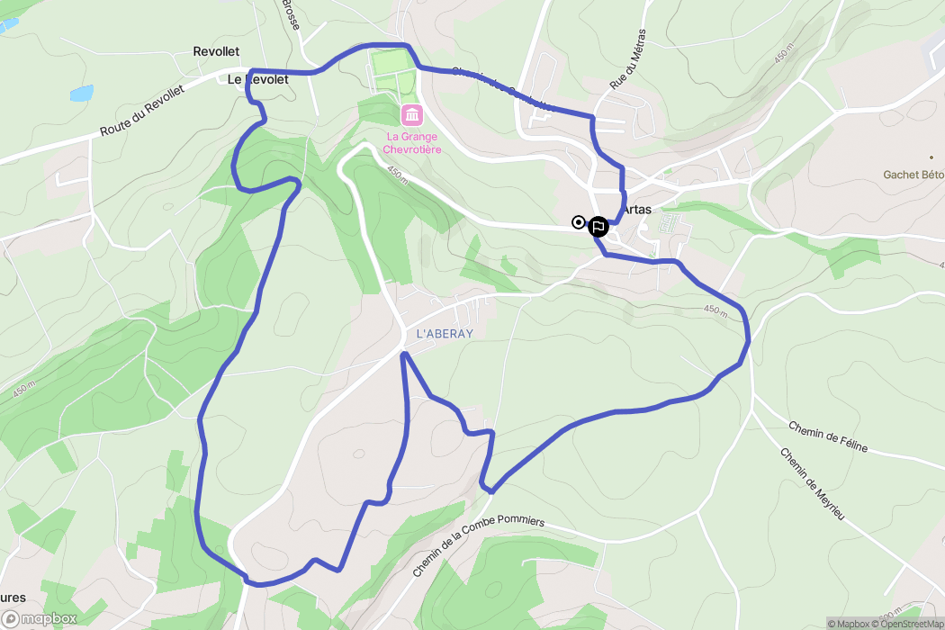 Artas : carte du parcours de randonnée - France