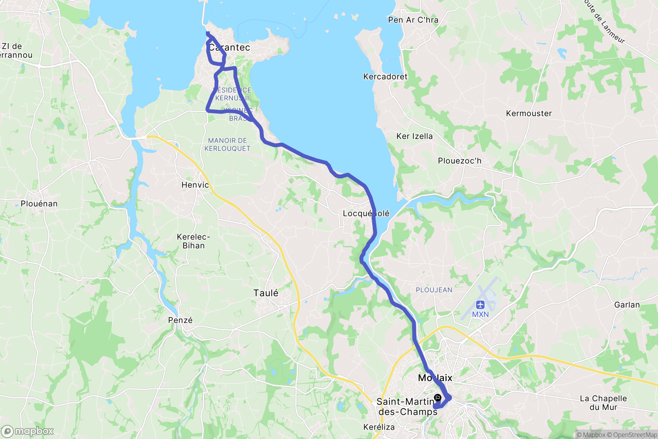 Morlaix : carte du parcours de randonnée - France