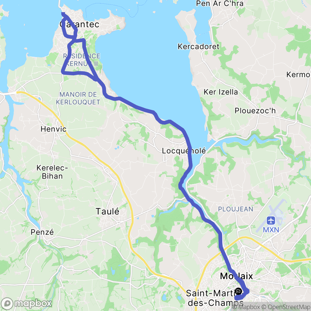 Morlaix : carte du parcours de randonnée - France