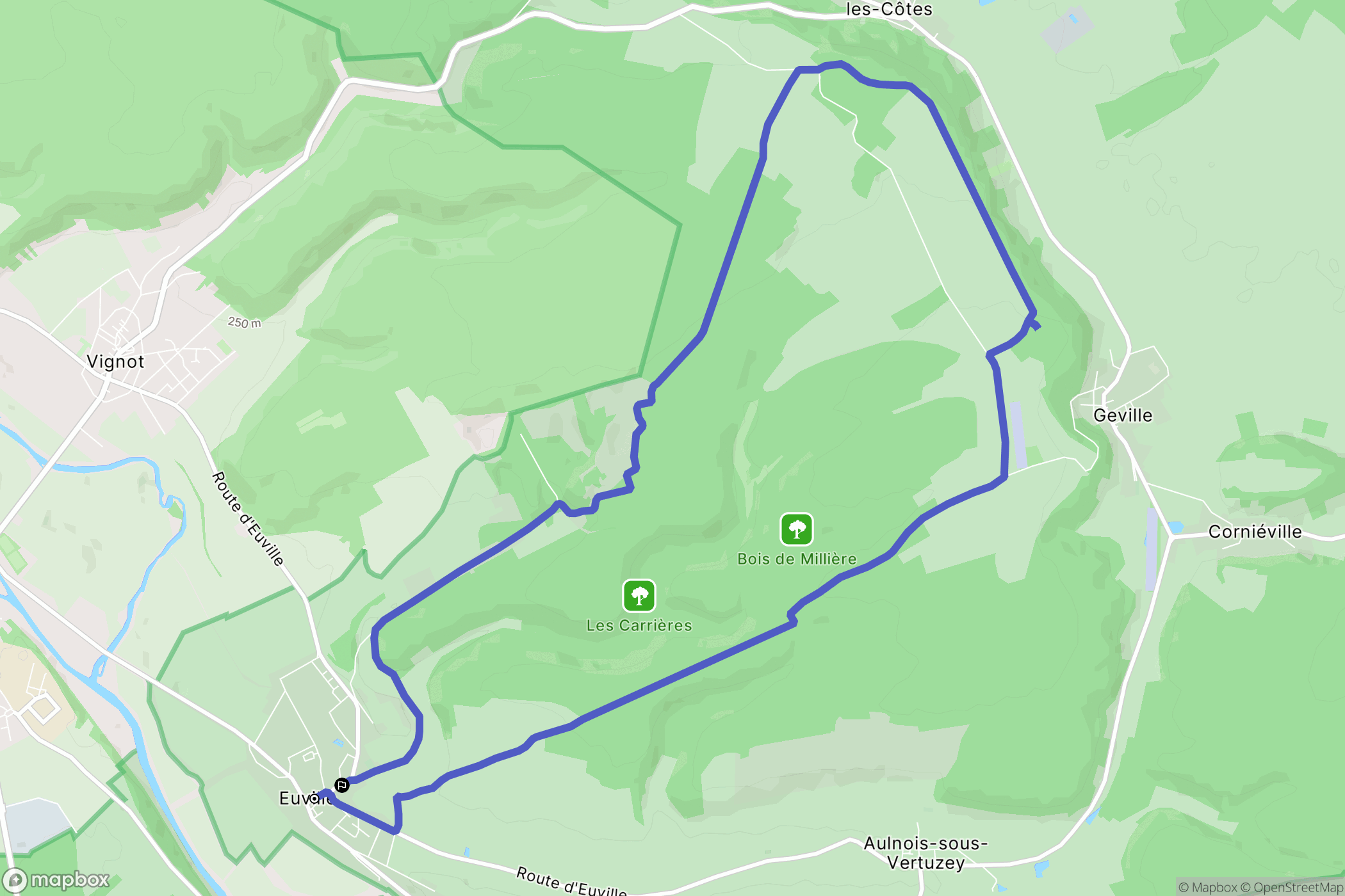 Euville : carte du parcours de randonnée - France
