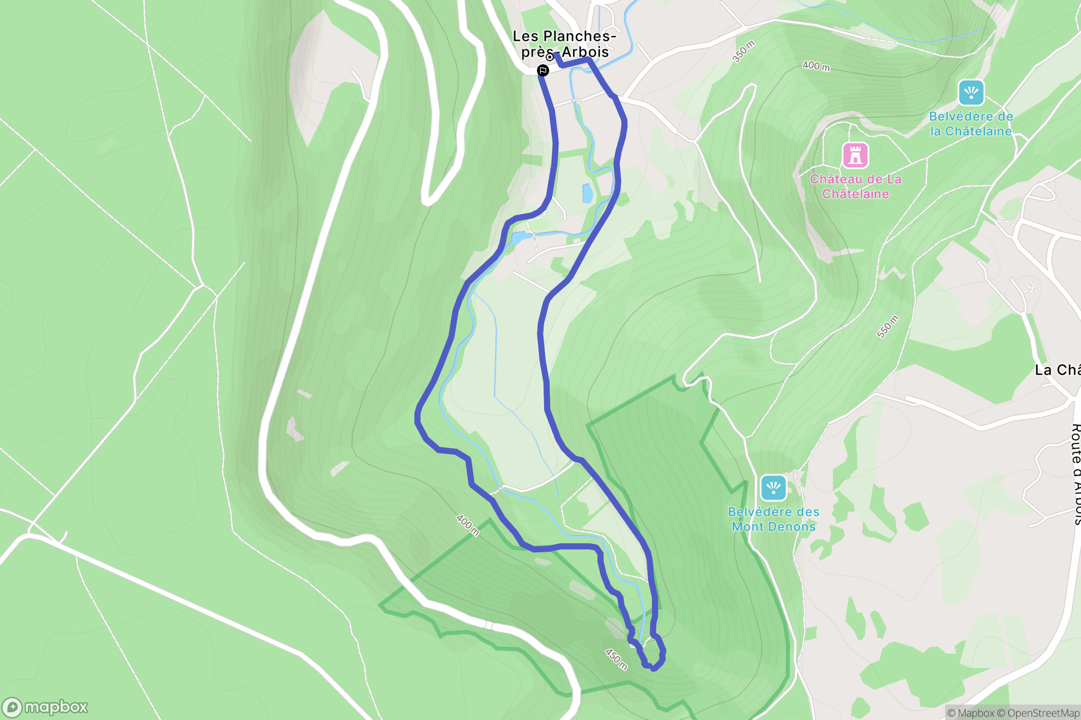 Les Planches-près-Arbois : carte du parcours de randonnée - France