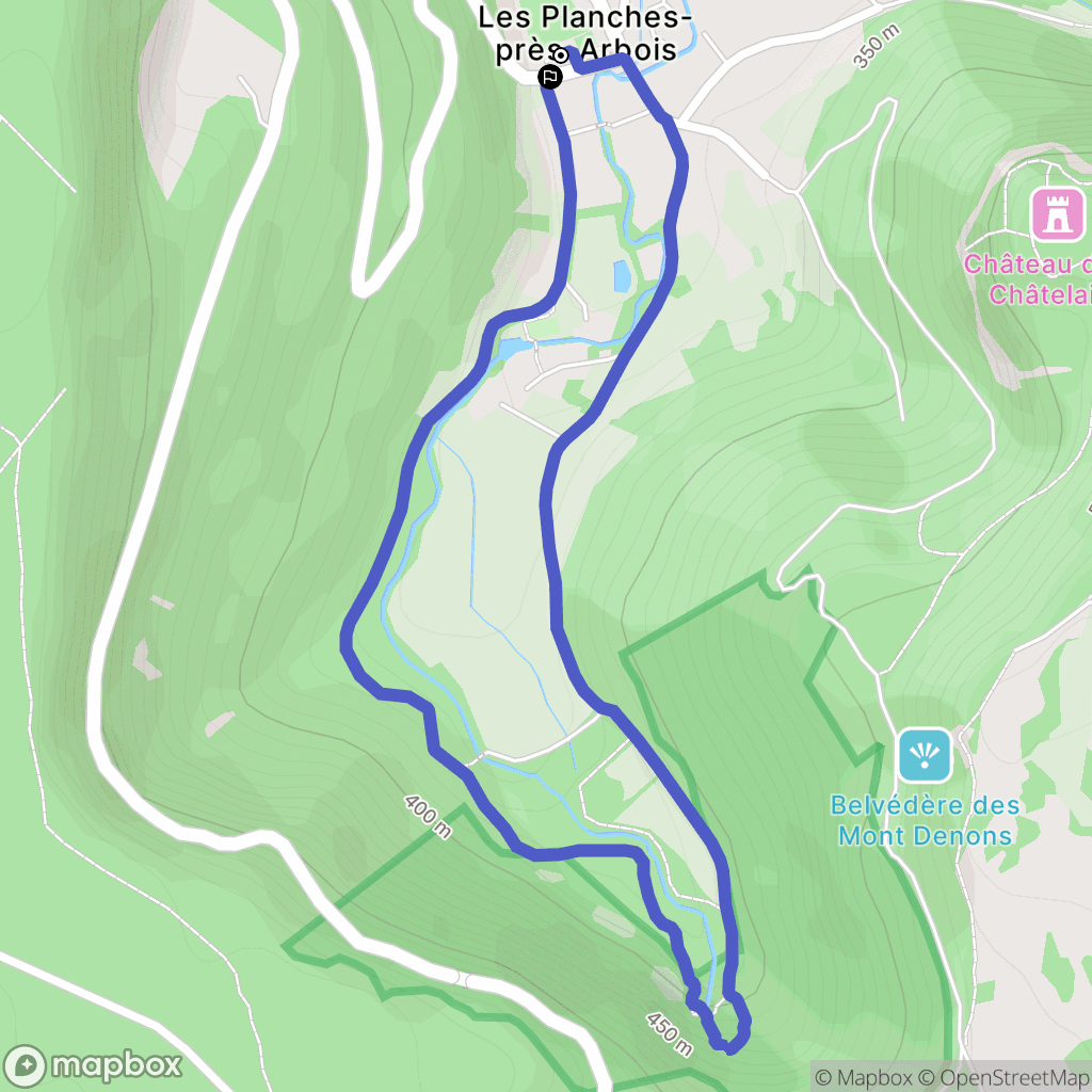 Les Planches-près-Arbois : carte du parcours de randonnée - France