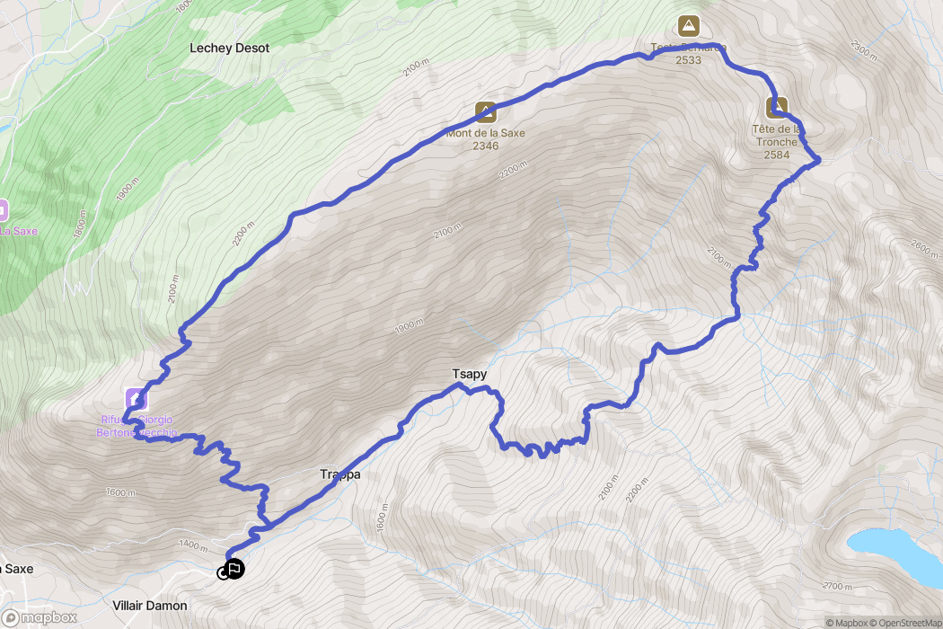Courmayeur : carte du parcours de randonnée - Italy
