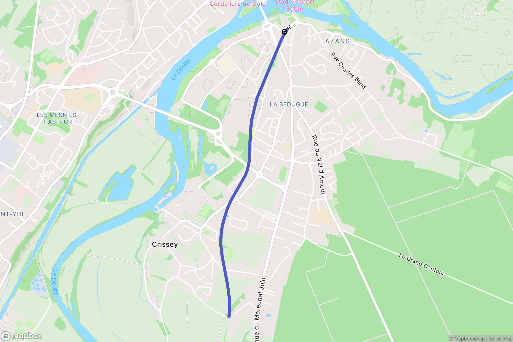 Dole : carte du parcours de randonnée - France