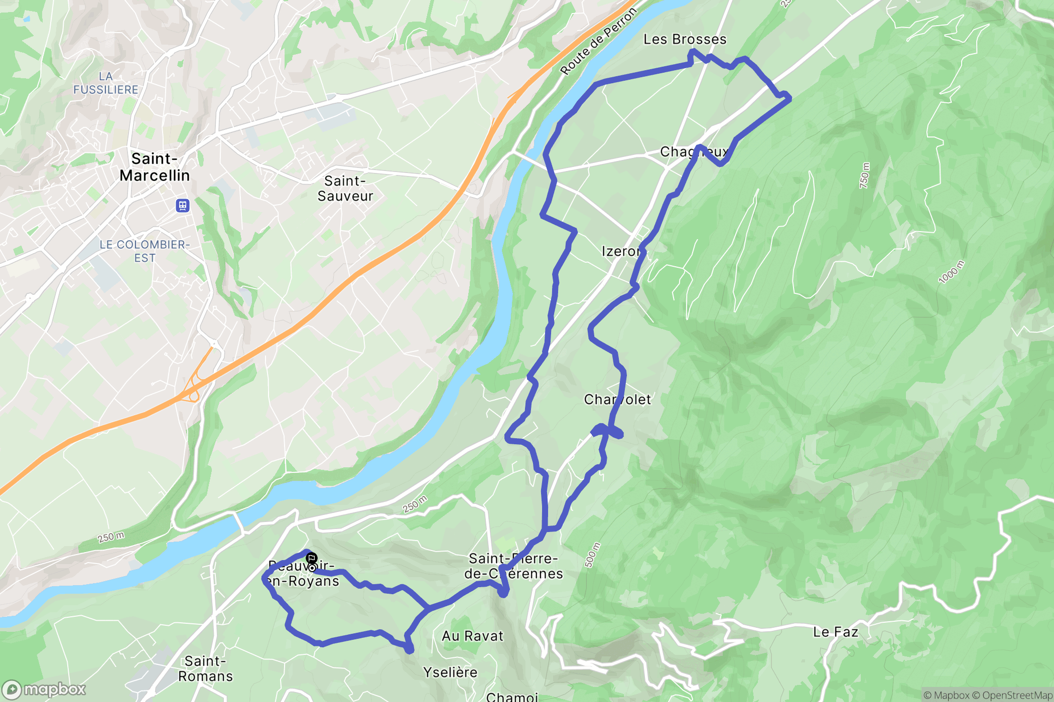 Beauvoir-en-Royans : carte du parcours de randonnée - France