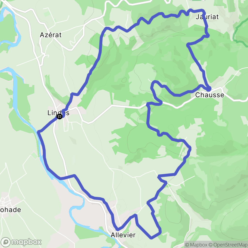 Azérat : carte du parcours de randonnée - France